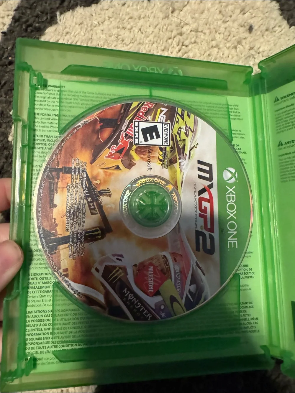 Microsoft Xbox One Game Case with Green Trim and Multicolor Motocross Art
